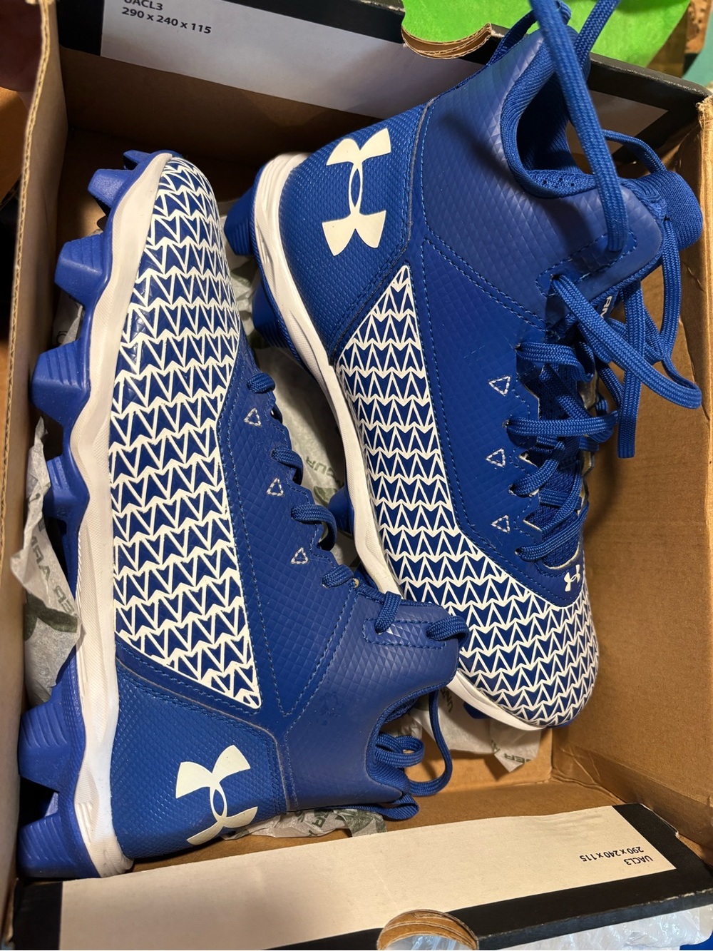 Under Armour Royal Blue & White Kids Soccer Cleats